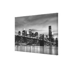 Pont de Brooklyn la nuit, New York City Impression Sur Toile