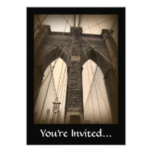 Pont de Brooklyn vintage de sépia Faire-parts