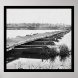Pont de ponton au-dessus de James River, VA 1864 Posters