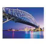 Pont de port de Sydney la nuit Australie Cartes Postales