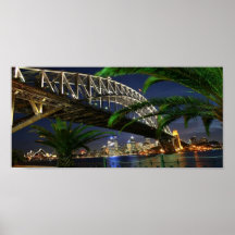 Pont de port de Sydney la nuit Affiche