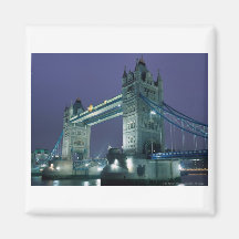 Pont de tour la nuit, Londres, Angleterre Magnets Pour Réfrigérateur