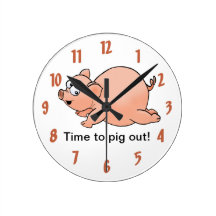 Porc de bande dessinée "temps au porc !" horloge