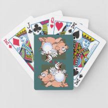 Porc et poulet sautant avec joie ! Cartes Jeux De Cartes