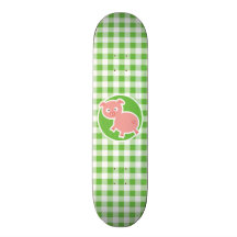 Porc ; Guingan vert Planches À Roulettes Customisées