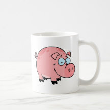Porc heureux de personnage de dessin animé tasses à café