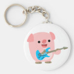 Porc mignon Keychain de bande dessinée de Rockin porte-clés
