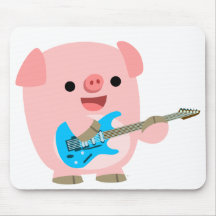 Porc mignon Mousepad de bande dessinée de Rockin Tapis De Souris