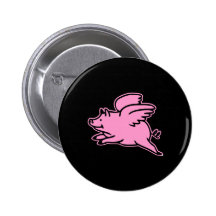 Porc rose noir de vol badges avec agrafe