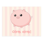 Porc rose potelé mignon de Kawaii Carte Postale