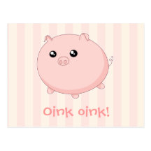 Porc rose potelé mignon de Kawaii Carte Postale