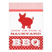 Porc rouge et rose d'invitation de BBQ -