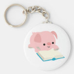 Porcelet mignon Keychain de lecture de bande dessi porte-clés