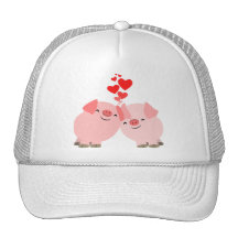 Porcs mignons de bande dessinée dans le chapeau d' casquette