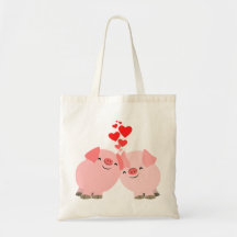 Porcs mignons de bande dessinée dans le sac d'amou