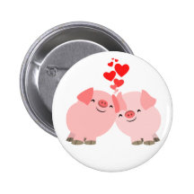 Porcs mignons de bande dessinée dans l'insigne de  badges avec agrafe