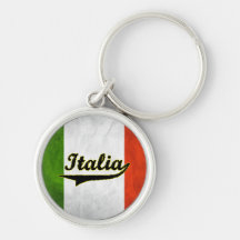 Porte - clé en verre noir de l'Italie de drapeau i Porte-clef