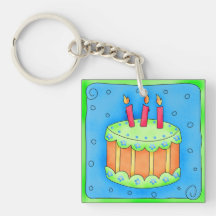 Porte - clé orange et vert de bleu de gâteau d'ann porte-clefs