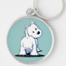 Porte - clé pelucheux de Westie de bout de KiniArt Porte-clé