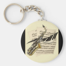 Porte-clés de saxophone et de musique de piano