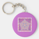 Porte-clés - motif pourpre de fractale d'étoile