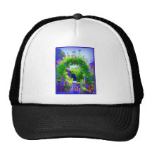 Porte florale pourpre avec le chien casquettes