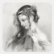Portrait antique de Shakespeare Ophélie John Hayte Autocollant Carré