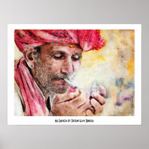 Portrait classique frais d'aquarelle de M. Smoker Affiche