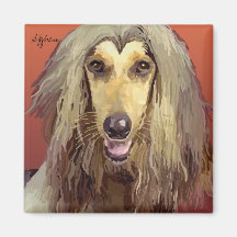 Portrait d'animal familier de lévrier afghan sur l magnets