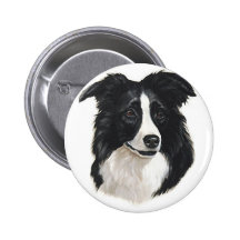 Portrait de border collie pin's avec agrafe