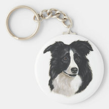 Portrait de border collie porte-clés