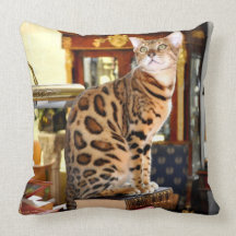 Portrait de chat du Bengale et coussin d'empreinte