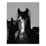 Portrait de cheval noir et blanc invitations personnalisables