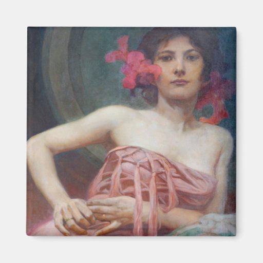 Portrait de ~ d'Alphonse Mucha Aimant Pour Réfrigérateur