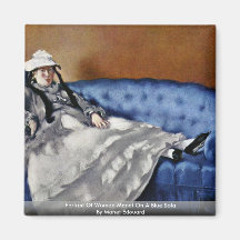 Portrait de femme Manet sur un sofa bleu Aimant Pour Réfrigérateur
