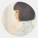 Portrait de Gustav Klimt de Helene Klimt Adhésif Rond