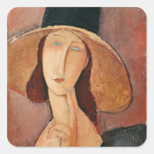 Portrait de Jeanne Hebuterne dans un grand chapeau Autocollants