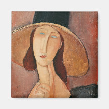 Portrait de Jeanne Hebuterne dans un grand chapeau Aimants