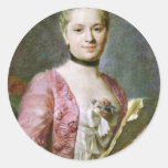 Portrait de Madame By Maurice Quentin de La Tour ( Autocollant Rond