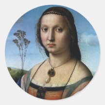 Portrait de Maddalena Doni par Raphael ou Raffaell Adhésifs Ronds