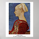 Portrait de profil par Antonio Di Jacopo Pollaiuol Affiche