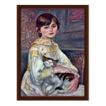 Portrait du Mademoiselle Julie Manet avec le chat Carte Postale
