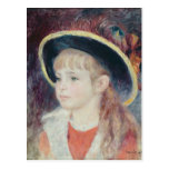 Portrait d'une jeune fille dans un chapeau bleu, 1 carte postale