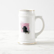 Portrait noir de caniche avec des colibris Stein Tasse À Café