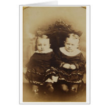 Portrait vintage de frères de bébé carte de vœux