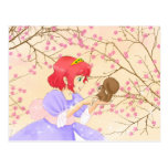 Postacrd rouge de princesse et d'écureuil de cheve cartes postales