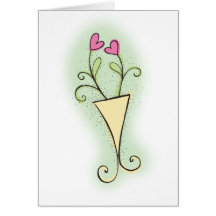 Pot de fleur assez avec des coeurs d'amour cartes de vœux