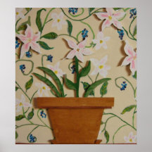 Pot de fleur en bois w/flowers posters
