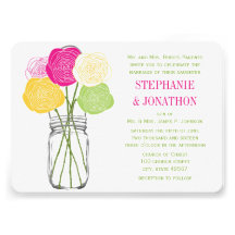 Pot de maçon jaune fuchsia de chaux rose de Ranunc Invitations Personnalisables