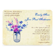 Pot de rose de parchemin et de maçon de fleur sauv cartons d'invitation personnalisés